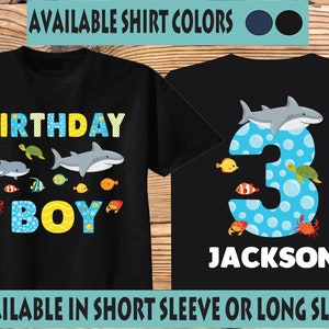 Birthday Sea Animal Shirts (ANY AGE)  and Tshirts featuring Ocean Animals on Black or Navy Shirt, sea, animal, sea animal, ocean, ocean birthday, ocean birthday shirt, tee, 1st birthday, any age, with name, 2nd birthday, third birthday, second, 3rd