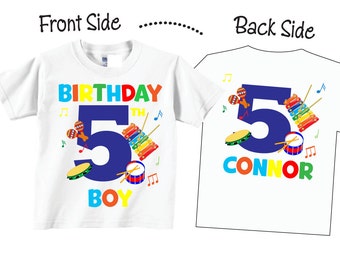 5th Birthday Shirts and Tshirts with Music Birthday Boy Shirts with Music