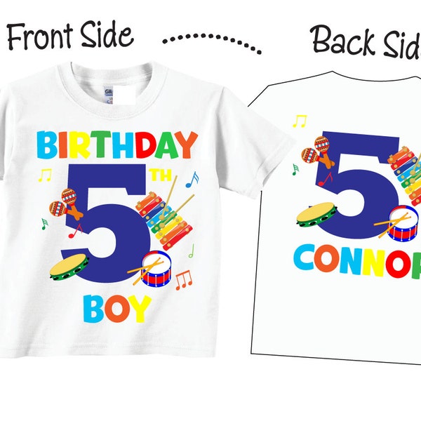 5th Birthday Shirts and Tshirts with Music Birthday Boy Shirts with Music