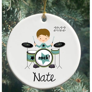 Personalized Christmas Ornament Drummer Boy, Drum Set Ornament, Kids Ornament, Childrens Ornament, Ornament for Kids, Kids Ornaments