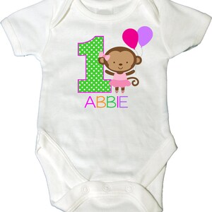 Personalized Ballerina Monkey Birthday Bodysuit or Shirt