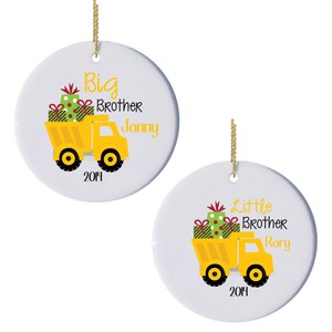 Personalized Big Brother/Little Brother Dump Truck Christmas Ornament