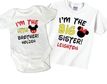 Big Sister Little Brother Shirts: Pregnancy Announcement Matching Set of 2