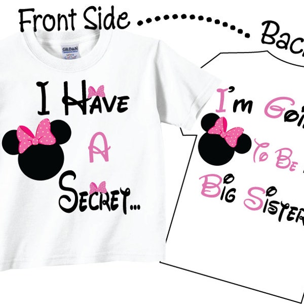 Big Sister Announcement Shirt: Pink Bows, I Have A Secret Tee