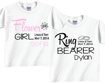 Flower Girl & Ring Bearer Shirts: Personalized Wedding Party Attire Set of 2