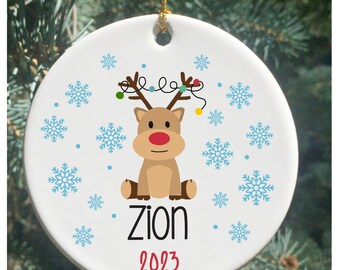 Personalized Reindeer Christmas Ornament: Children's Holiday Decor