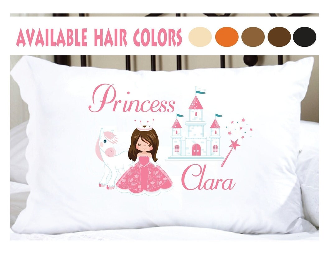 Personalized Pillowcase With Cute Girls Name and Princess, Princess