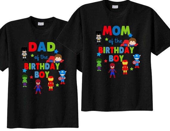 2 Shirt Set Mom and Dad Matching Birthday Shirts With Hero - Etsy
