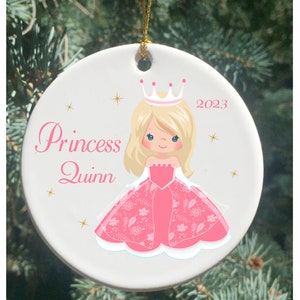 Personalized Christmas Ornament, Princess Kids Ornament, PINK Princess Ornament, Girls Christmas Ornament, Kids Ornaments