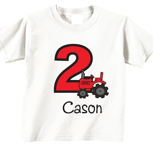 2nd, Birthday, Shirt, Red Tractor, Tee, any age, any birthday, with name, personalized, fun birthday shirt, farm theme birthday, birthday shirt, fun birthday, 1st, 3rd, 4th, 5th, first, second, third, fourth, fifth, farm birthday shirt, farm birthday