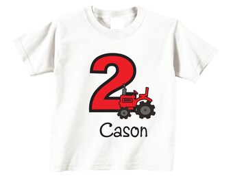 Personalized Red Tractor Birthday Shirt: Farm Party Tee