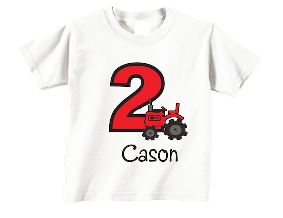 Personalized Red Tractor Birthday Shirt: Farm Party Tee