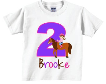 Horse Birthday Shirt: Girl Riding Horse, Personalized Age