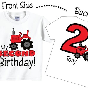 2nd, Birthday, Shirt, Red Tractor, Tees, tractor, farm, birthday shirt, tractor birthday, tractor birthday shirt, any age, any birthday, with name, 1st, 3rd, 4th, 5th, first, second, third, fourth, fifth, fun birthday, fun birthday shirt,