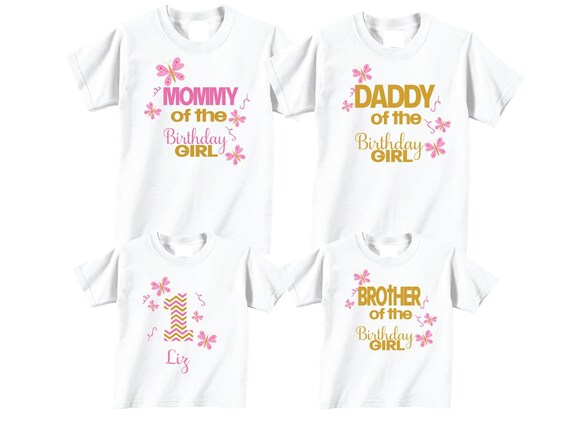 Butterfly Mom and Dad Birthday Shirts 