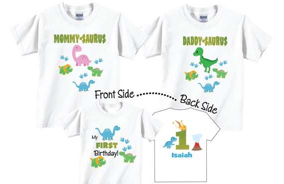 Camisetas de cumpleaños de dinosaurios: conjunto familiar de