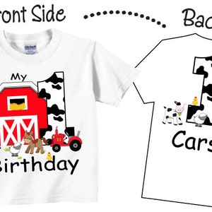 1st Farm Birthday Shirts and Tshirts with Farmyard and Farm Animals Tees