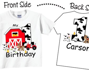 1st Farm Birthday Shirts and Tshirts with Farmyard and Farm Animals Tees