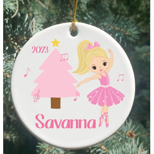Personalized Pink Christmas Little Ballerina Ornament, Ballerina Ornament, Girls Ornament, Girls Ballet Ornament, Kids Ornaments, Ornaments