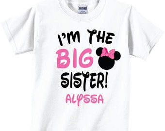 I'm The Big Sister Shirts Cute Pink Bows Tees, adorable big sister shirts with cute famous character