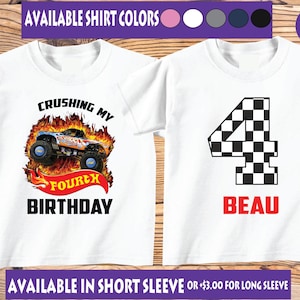 Personalized Monster Truck Birthday Shirt: Train Theme, Boys Age 4