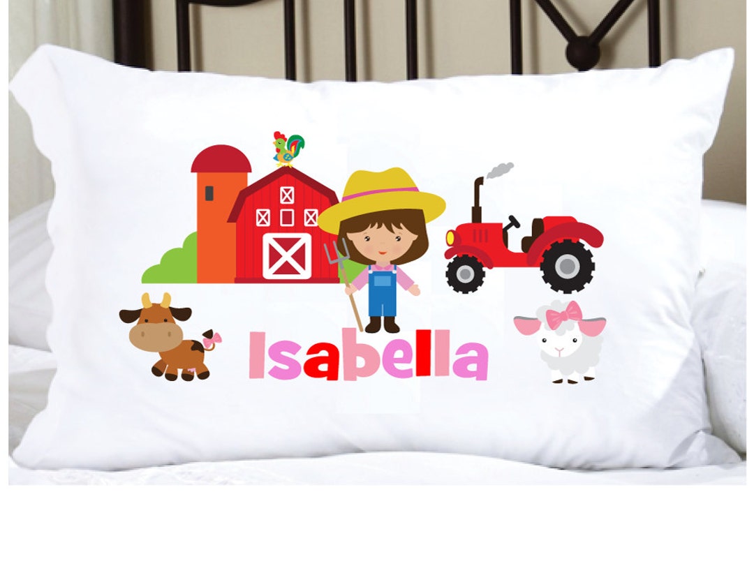 Personalized Pillowcase for Kids with Cute Farm, adorable pillow case