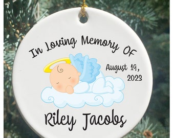 Personalized Christmas Ornament, Baby BOY Memorial Ornament, Remembrance Ornament, Baby Loss Memorial, Baby Christmas Ornament