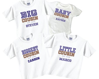 Cousin Matching Shirt Set of 4: Personalized Sibling Tees