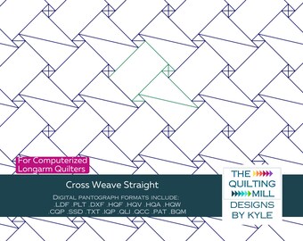 Cross Weave Straight | Crosshatch Quilting Pantograph | Digital Download for Longarm | Modern Geometric Woven Tile Design