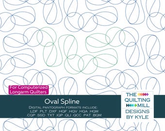 Oval Spline - Digital Pantograph for Longarm Quilting | Modern Geometric Quilting Pattern | Edge-to-Edge Design
