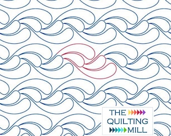 Feathered Waves - Printable Pantograph for Longarm Machines – Self-Print Paper Quilting Design, Edge-to-Edge Feather Pattern