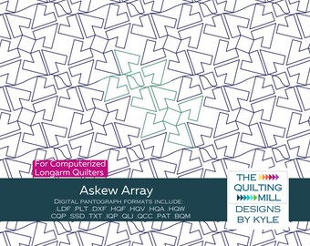 Askew Array - Quilting Pantograph | Digital Geometric Pantograph for Longarm Quilting | Modern Bold Angular Quilt Pattern