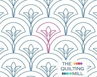 Fanciful Fans Bloom - Quilting Pantograph | Floral Fan Digital Quilting Design for Longarm Machines