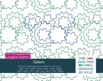 Gears - Digital Pantograph | Mechanical Gear Design | Digital Longarm Quilting E2E Pattern for Quilting