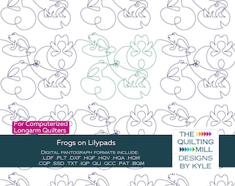 Frogs on Lilypads - Digital Pantograph | Whimsical Quilting Design