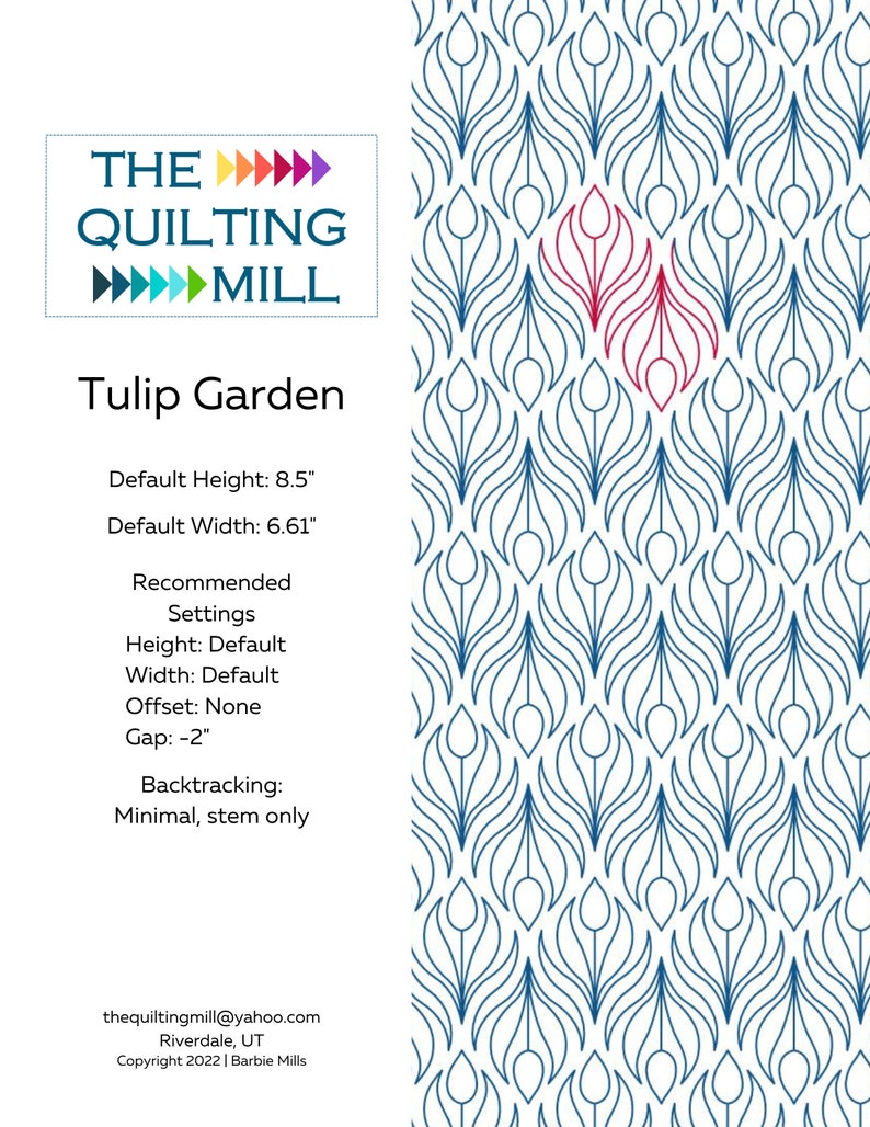 Tulip GardenDigital Longarm Quilting Design for Edge to Edge Pantograph image 5