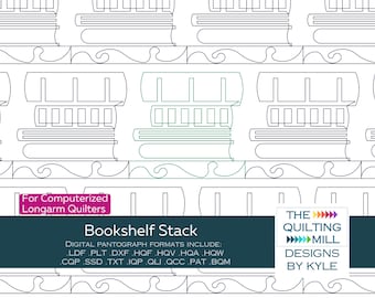 Bookshelf Stack | Digital Pantograph for Longarm Quilting | Book Lover Novelty Quilt Pattern | Reader Gift