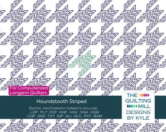 Houndstooth Striped | Digital Quilting Pantograph | Classic Houndstooth Geometric Longarm Pattern