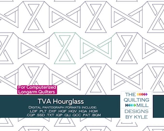 TVA Hourglass - Digital Quilting Pantograph | Modern Bold Geometric Hourglass Longarm Pattern | Contemporary Quilt Design