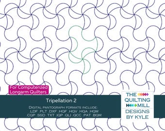 Tripellation 2 - Digital Pantograph | Modern Swirl Longarm Quilting Pattern | Curved Edge-to-Edge Design