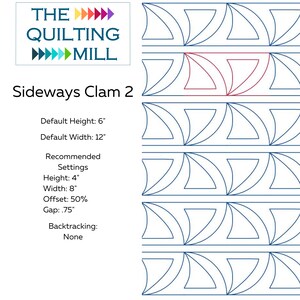 Sideways Clam 2 - Quilting Pantograph | Digital Clam Shell Pattern for ...