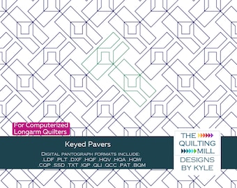 Keyed Pavers | Modern Geometric Quilting Pantograph | Digital Download for Longarm | Bold Interlocking Tiled Design