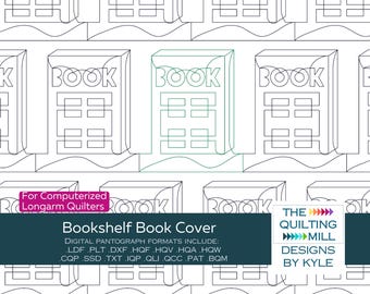 Bookshelf Book Cover - Digital Pantograph | Novelty Longarm Quilting Pattern | Whimsical Book Quilt Design