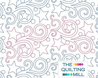 Starry Dreams - Digital Pantograph | Whimsical Star and Swirl Pattern | E2E Quilting Design for Longarm Quilting