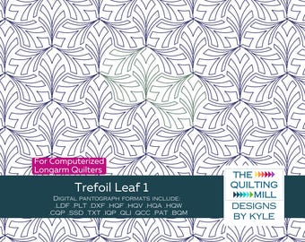 Trefoil Leaf 1 - Quilting Pantograph | Digital Pantograph for Longarm Quilting | Elegant Leaf Botanical Quilt Pattern