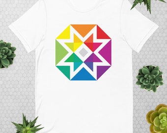 Rainbow Star Quilt Block Unisex t-shirt for quilters