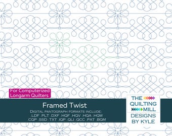 Framed Twist Digital Quilting Pantograph | Loop Pattern for Longarm Quilting | Floral Swirl Edge-to-Edge