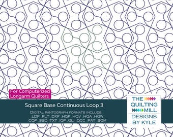 Square Base Continuous Loop 3 | Modern Loop Quilting Pantograph | Geometric Circle Digital Download for Longarm
