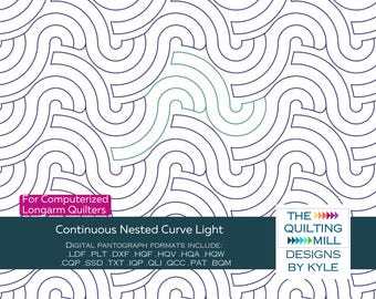 Continuous Nested Curve Light Longarm Pantograph | Digital Quilting Pantographs | Soft Nested Curve Pattern for Modern Quilts