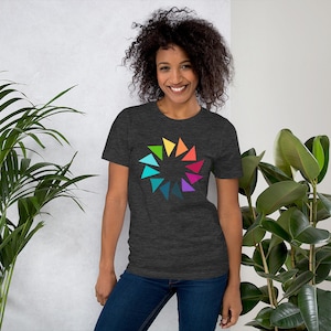 Rainbow Circle of Geese Unisex t-shirt for Modern Quilters